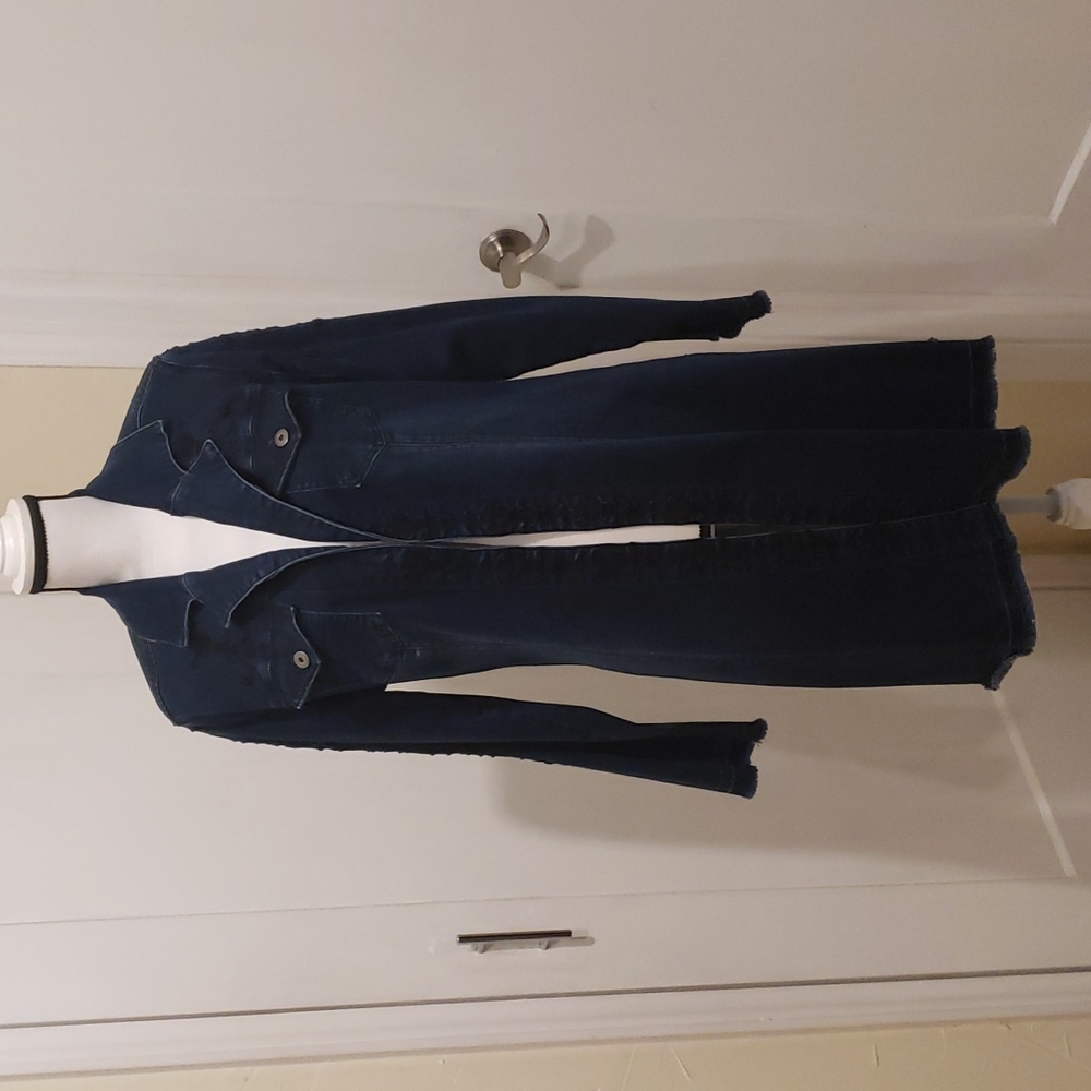 Denim Jacket with Black Embroidery